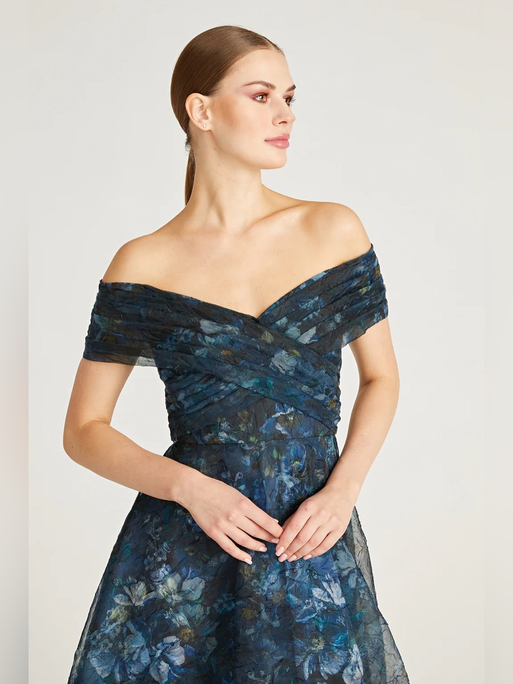 THEIA Auden Off Shoulder Midi Dress | 8 NWT Alfresco Floral - Picture 3 of 15